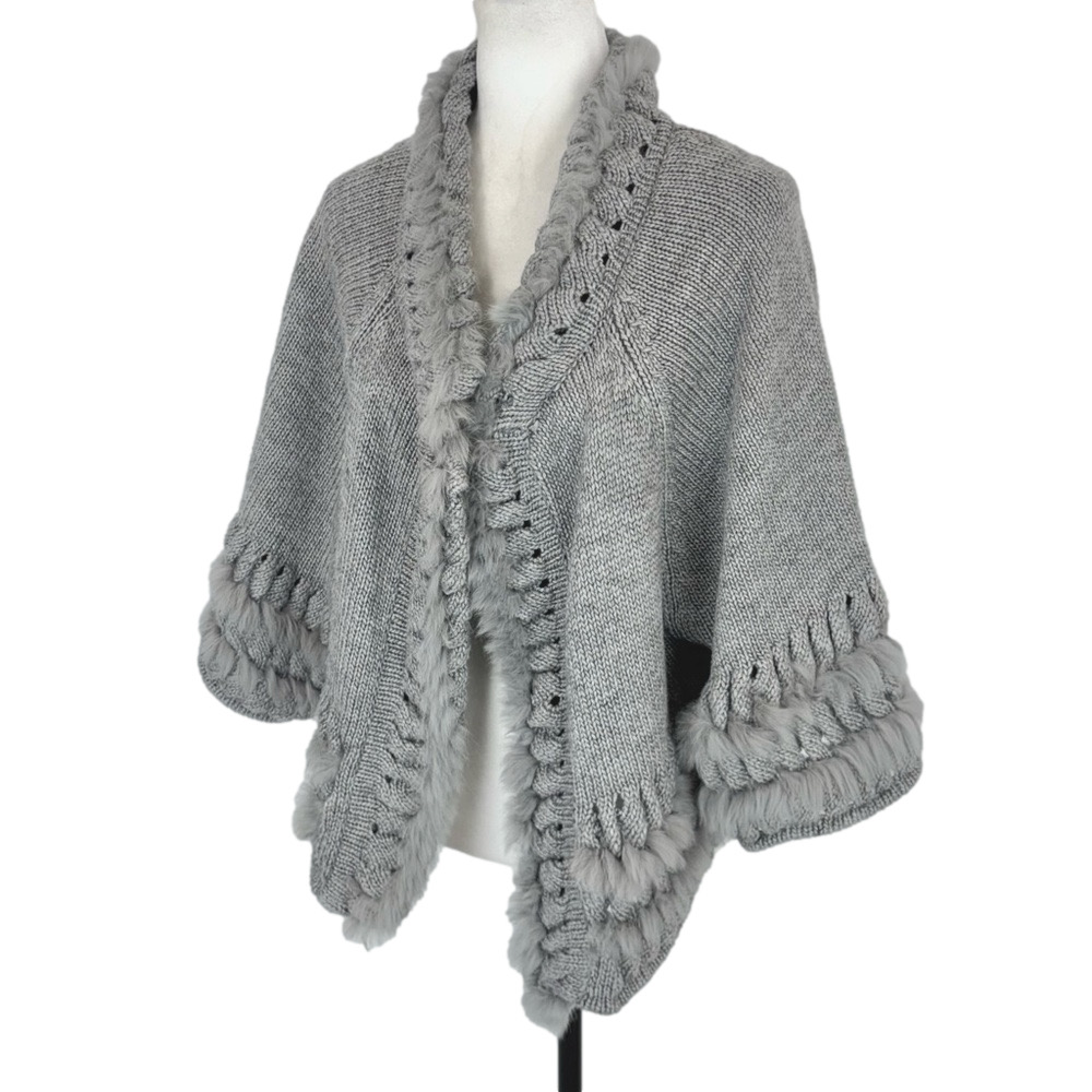 Sioni grey rabbit fur cape